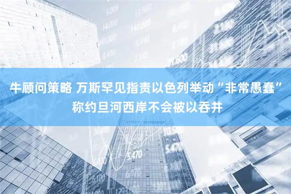 牛顾问策略 万斯罕见指责以色列举动“非常愚蠢” 称约旦河西岸不会被以吞并