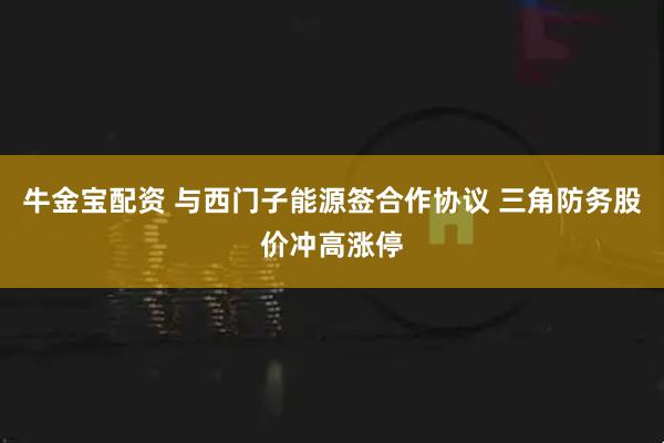 牛金宝配资 与西门子能源签合作协议 三角防务股价冲高涨停